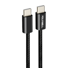 POLYWELL 寶利威爾 Type-C to Type-C PD編織快充線 3A 60W PW15-W45-M815, 3m, 黑色, 1條