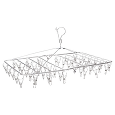 E.City 不鏽鋼防風扣長形曬衣架52夾, 銀, 61.5 x 34cm