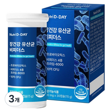 뉴트리디데이 장건강 장용성 유산균 비피더스 15g, 3개, 30정