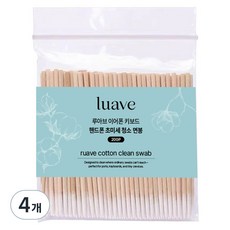 Luav 耳機鍵盤手機超細清潔棉花棒 白色, 200入, 4個