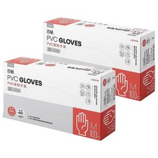 UdiLife 優的生活大師 PVC無粉手套 100枚入, M(24 x 9.5cm), 白色, 2盒