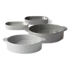 프렐류드 크리미 핸디 원형볼 대 2p + 타원접시 소 2p 세트, 그레이, 차콜, 식기 4종, 1세트