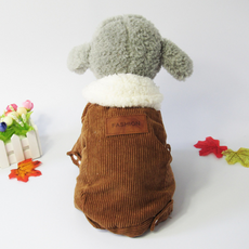 HARASHIKOKUKI 冬天退後 燈芯絨風格 狗狗外套, 棕色