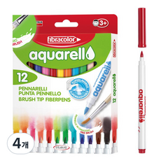 에타펠트 워셔블 브러쉬 팁 수채화 화이버 펜, 12색, 4개