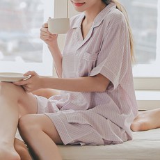 글램공감 커플용 타로체크 카라 투피스 잠옷 상하의 세트