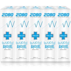 2080 덴탈크리닉 뉴샤이닝 화이트 베이직 치약, 140g, 5개