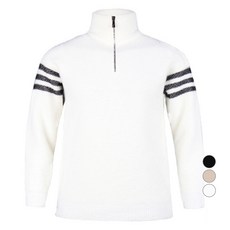 luxgolf Lucen 男士半拉鍊線條袖長袖針織毛衣 BLU4A409