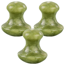 翡翠玉石臉部按摩石, 橄欖色, 3個