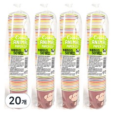 EZN 動物人物紙杯 184ml 隨機發貨, 50入, 20組