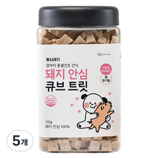 뽀시래기 강아지 동결건조 간식 큐브 트릿, 돼지안심, 110g, 5개
