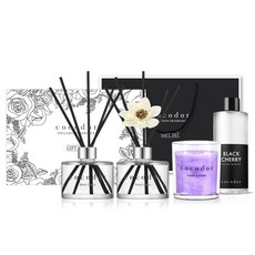 cocodor 珂珂朵爾 新款擴香禮盒蠟燭B型+購物袋, A款 Diffuser (Black Cherry+Pure Cotton)+Candle (Garden Lavender)