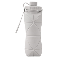 無毒矽膠摺疊運動水壺, 灰色, 600ml, 1個