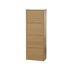 LiFArt 日系簡約附門收納櫃 4層, 塑合板纖維板, 經典橡木色/純白橡木色/春日橡木色, 42.1 x 28.2 x 118cm