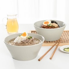 MAISON OBJET 線條系列陶瓷麵碗, 奶油灰, 2個