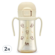 토비앤몰리 유아용 PPSU 원터치락 빨대컵, 280ml, 2개, 토비바닐라