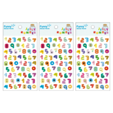 FUNNY STICKER 浮凸貼紙 3張, 多色, 1組