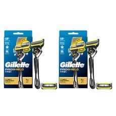 Gillette 吉列 ProShield 鋒護黃色手動刮鬍刀刀架 + 刀片2入組, 2套, 3入