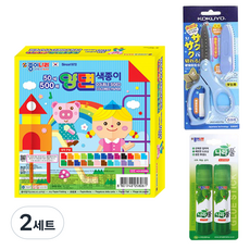 紙之國 12000 雙面色紙 500張 + 國譽 SAXA Fly Cap 剪刀 藍色 + Nara膠水 15g x 2入組, 2套, 50色