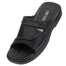 U.SEVEN 男款皮革拖鞋 SP001, 黑色, 260