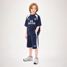 JELISPOON 兒童撞色核心拉格蘭袖寬鬆短袖上下套裝