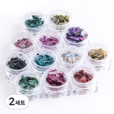 자개 네일파츠 12종 세트, 혼합색상, 2세트