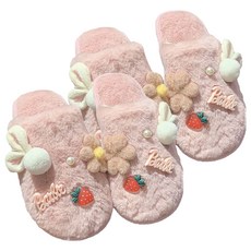 EVER HOUSE 裝飾緩衝保暖拖鞋, 粉紅色, 2個