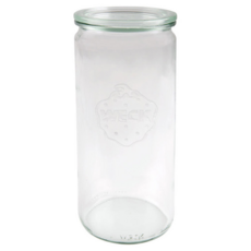 Weck 908玻璃罐 附蓋&配件, 1.04L, 尺寸8x8x21cm(M口徑), 德國產, 1個