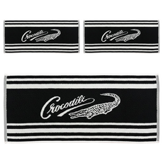 Crocodile 鱷魚 經典條紋提花毛巾, 黑色, 3條