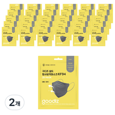 구디즈 쉴드 황사방역 마스크 대형 KF94, 50개입, 2개, 그레이