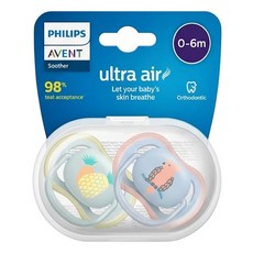 PHILIPS 飛利浦 AVENT 新安怡 超透氣矽膠安撫奶嘴 卡通系列 鳳梨+鸚鵡or櫻桃+小鳥, 顏色隨機, 0-6個月, 1組