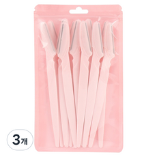 아리나라 직선 손잡이 눈썹정리칼 12p, 3개, 연한 핑크