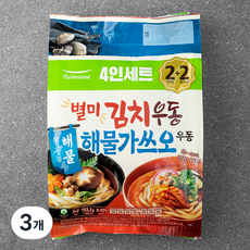 풀무원 별미 김치우동 2인 + 해물가쓰오우동 2인, 953.2g, 3개