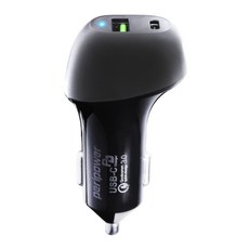 peripower 極速 Type-C PD + QC 3.0 雙 USB 車用快充 各式車型車系皆適用 支援 12-24V 輸入, PS-U16, 黑色