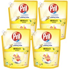 프릴 시크릿 오브 베이킹소다 주방세제 퓨어레몬향 리필, 1L, 4개