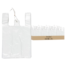 anidoll 手提超市乳白色塑膠袋 300個, 8L, 1組