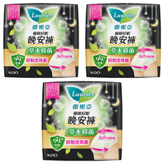 Laurier 蕾妮亞 極吸好眠草本抑菌褲型衛生棉 M~L 360度防漏 量多夜用, 2片, 3包