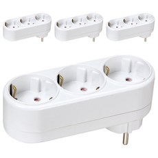 Kotech 接地直式3孔延長線 E-0178, 白色, 13.4cm, 4個