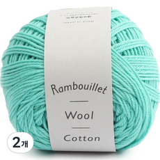 DARUMA 橫田株式會社 品牌紗 朗布依埃羊毛棉, 6 薄荷色, 2個