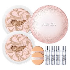 AGE20'S Sparkle精華粉餅盒+替換芯 12.5g 2入+粉撲 2入+安瓶精華液 10ml 4入組, Pink Beige P21, 1組