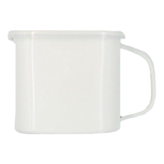 LifeShopping 日式加厚琺瑯方形收納杯 附杯蓋 1.4L 有刻度, 1個