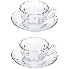 로얄보덴 아폴론 유리 찻잔+받침세트 150ml, 투명, 2개