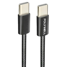 POLYWELL 寶利威爾 Type-C to Type-C PD編織快充線 3A 60W PW15-W45-M813, 1m, 黑色, 1條