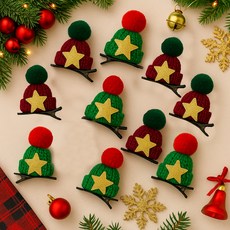 PARTYSHOW 毛帽聖誕髮夾, 綠色 + 紅色, 10個