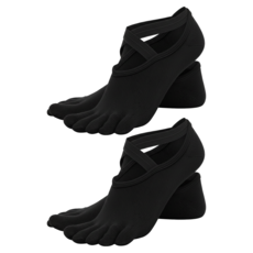 MICHAEL FITNESS 麥克健身 瑜珈襪 交叉緞帶 2雙, 純黑色, 1組