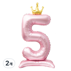 inbloom 大型皇冠數字站立派對氣球 5, 2個, 粉紅色