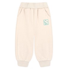 Milk Baby 兒童可愛徽章冬季刷毛束口褲