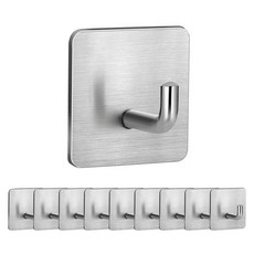 Hanbomnuri 不鏽鋼貼紙式多用途壁掛鉤, 灰色, 10個