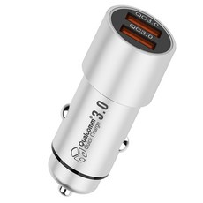 디지지 퀄컴3.0 차량용 듀얼포트 고속 충전기, DGG-601, 메탈실버