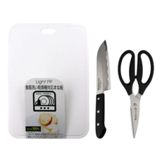 PEARL LIFE 珍珠金屬 Master Line II系列 廚房刀具組3件式 F-2180, 1組, 廚刀 + 廚房剪刀 + 砧板