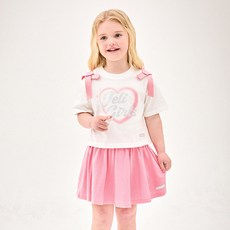 JELISPOON 女童俏皮蝴蝶結點綴短袖上下套裝